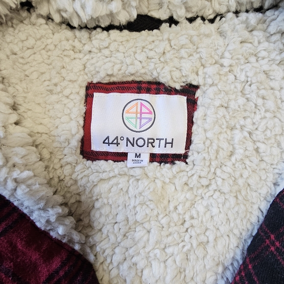 44 Degrees North Womens Sherpa Lined Red & Black Plaid Size Medium Hooded Jacket - Picture 5 of 7